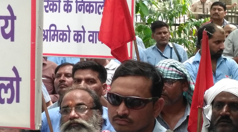 labour protest gurgaon