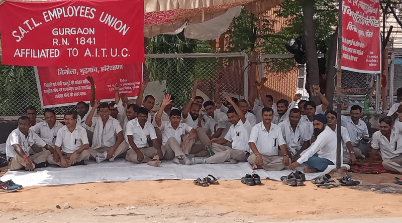 shivam auto binola workers on strike