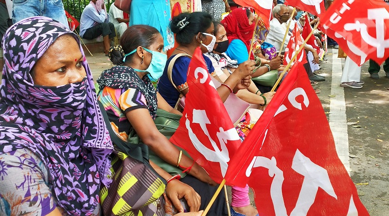 trade union protest at jantar mantar