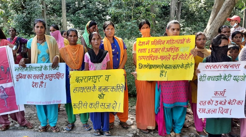 protest against hathras gang rape in uttrakhand