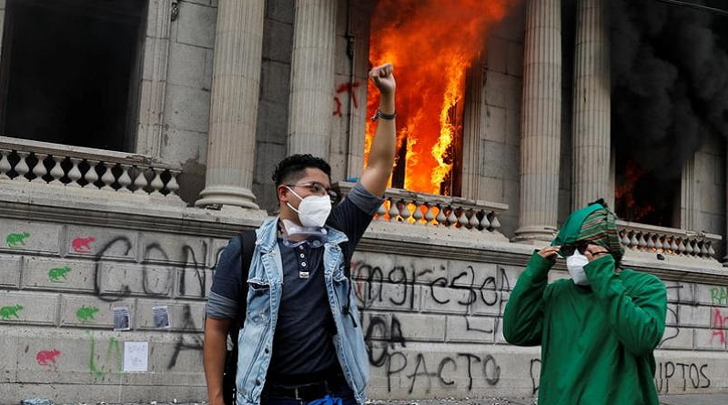 protesters set Guatemala congress on fire against austerity