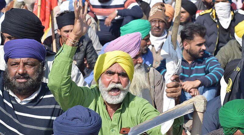 agitated Farmers at singhu Border