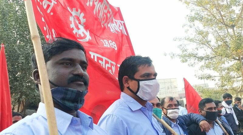 trade union counsel protest at gudgaon against farm act