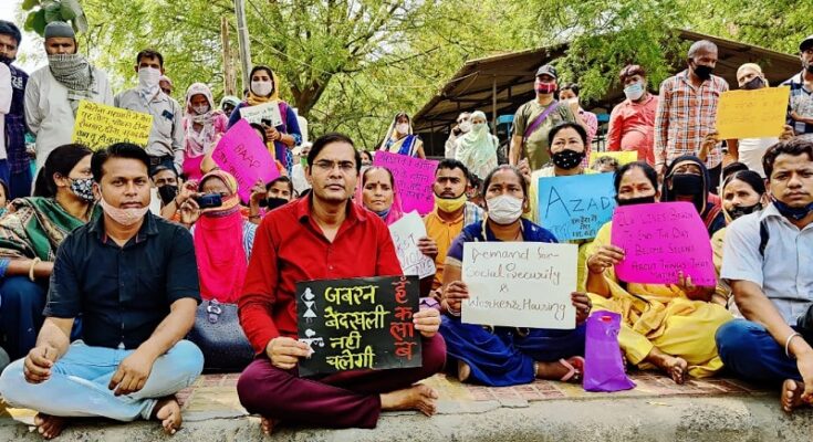 protest against demolition in faridabad