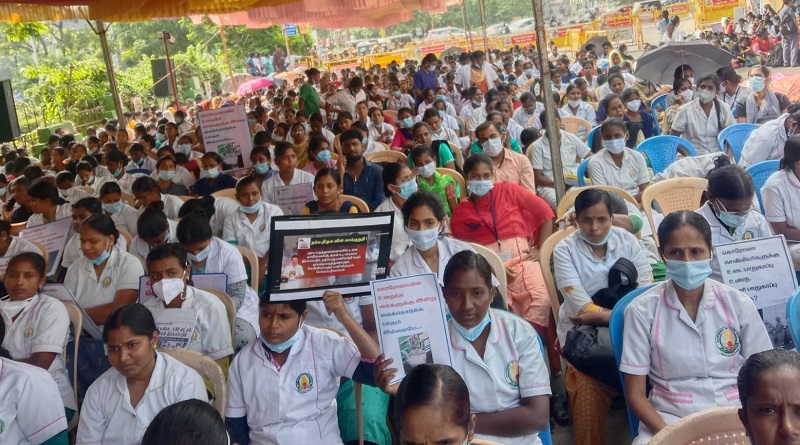 tamil nurse protest chennai