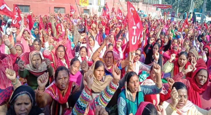 aanganbadi workers protest haryana